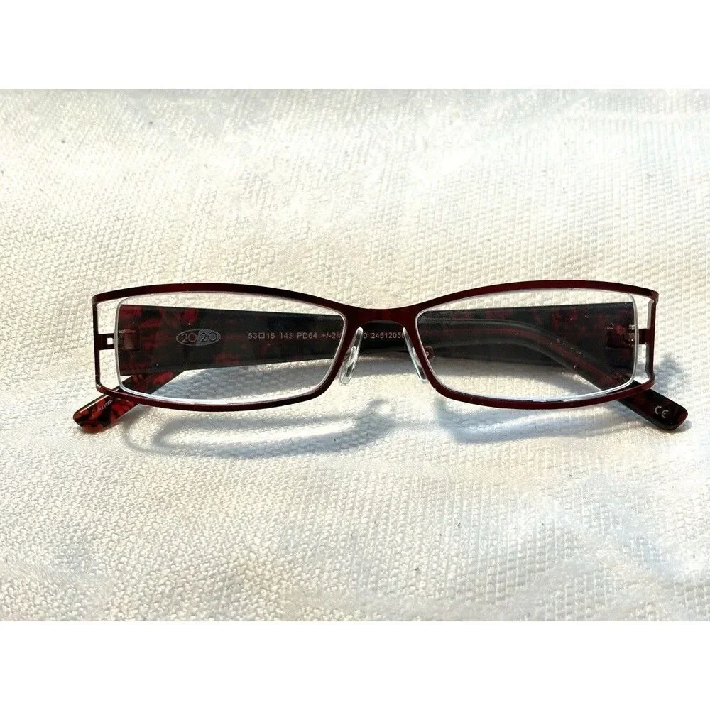 20/20 Leelah LO0113 Red Frames Only W 52 mm  Bridge Width 16 mm  Temp 135 mm